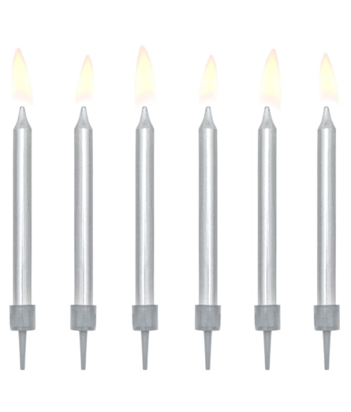 Srebrne świeczki urodzinowe na tort - SweetPrint.pl