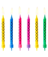 Świeczki urodzinowe, kolorowe w kropki