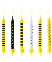 Świeczki urodzinowe w kropki i paski