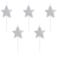 Świeczki urodzinowe - srebrne gwiazdki