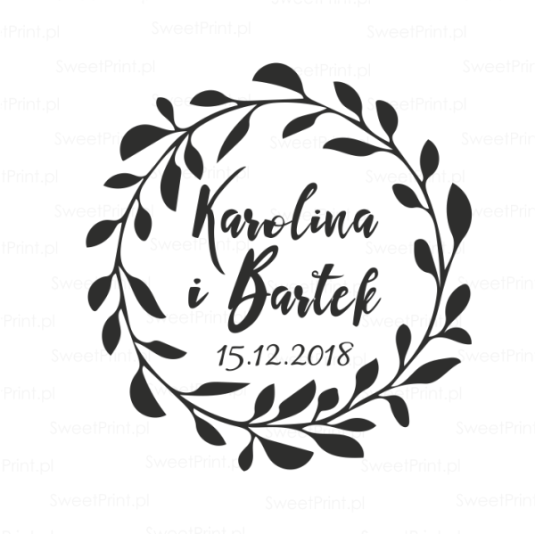 personaizowany stempel z listkami