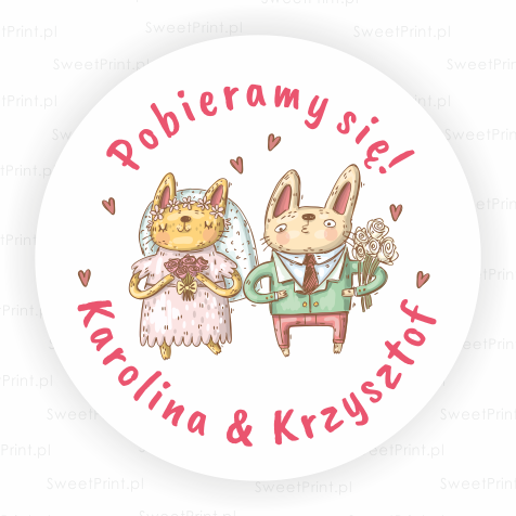 personalizowane naklejki ślubne - SweetPrint.pl