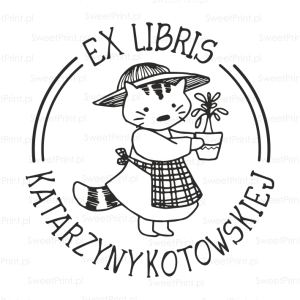 EX LIBRIS personalizowany stempel  PANI KOTKA