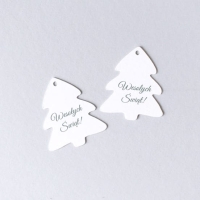 Zawieszki BIAŁA CHOINKA z napisem Wesołych Świąt