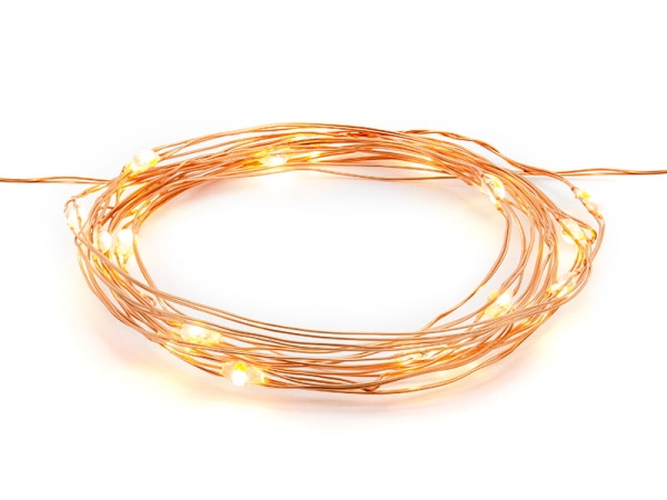 Lampki LED miedziane – dekoracja boho na ślub i urodziny