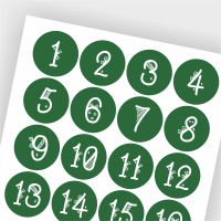 Naklejki adwentowe zielone - cyfry 