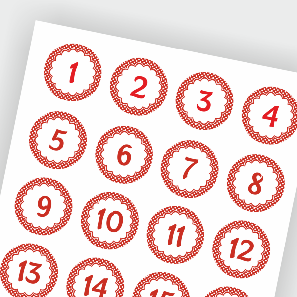 naklejki z cyferkami do kalendarza adwentowego - SweetPrint.pl