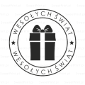 Świąteczna pieczątka z prezentem i napisem wesołych świąt - SweetPrint.pl