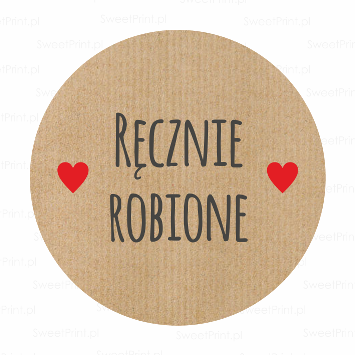Naklejki na papierze eko z napisem ręcznie robione - SweetPrint.pl