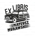 Stempel exlibris RETRO CAR – retro samochód, personalizowany