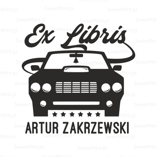 Stempel exlibris VINTAGE CAR – samochód vintage, personalizowany