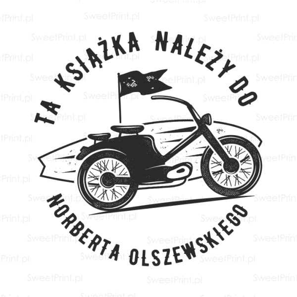 Stempel exlibris MOTORBIKE – motocykl vintage, personalizowany