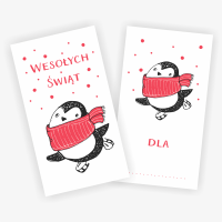 Świąteczne etykietki do wydruku - PINGWINEK NA ŁYŻWACH