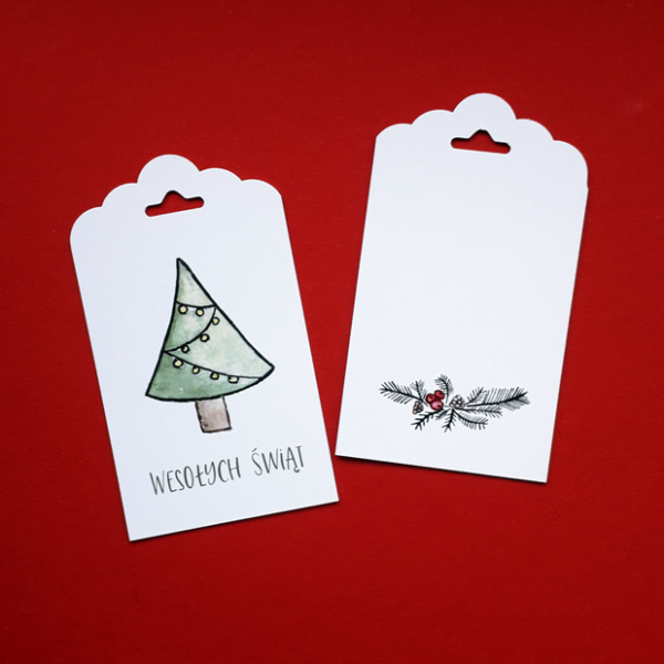świąteczne zawieszki do prezentów / bileciki z choinką - SweetPrint.pl