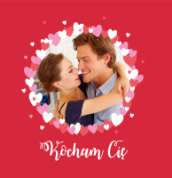 Personalizowana kartka walentynkowa ze zdjęciem RAMKA Z SERC + koperta