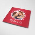 personalizowana kartka walentynkowa ze zdjęciem w wianku z serc