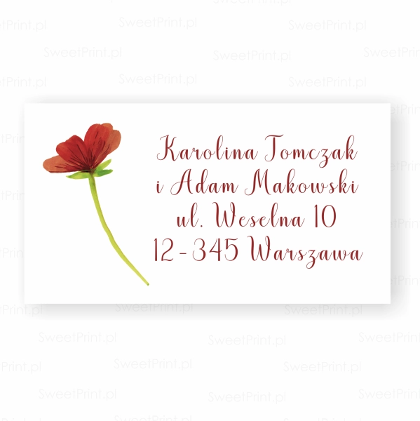 naklejki adresowe, ślubne z makiem - SweetPrint.pl