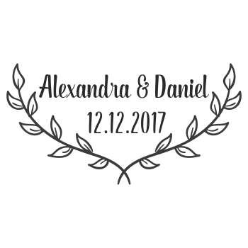 personalizowana pieczątka ślubna z imionami i datą