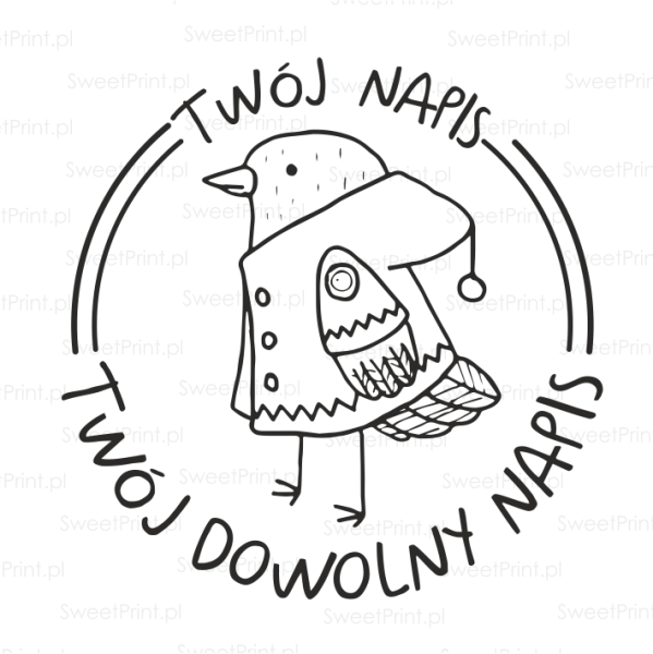 Personalizowany stempel  ptaszek / pieczątka ex libris z ptaszkiem - SweetPrint.pl