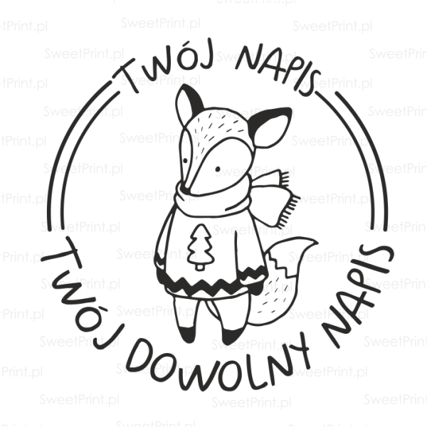 Personalizowany stempel  lisek / pieczątka ex libris z lisem - SweetPrint.pl