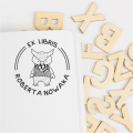 Stempel exlibris z sową – odbicie z imieniem