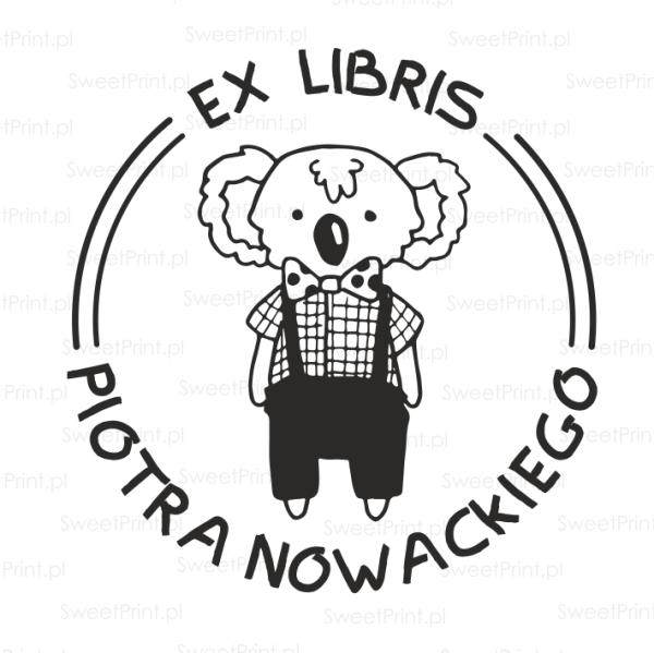 Stempel exlibris z misiem koala – personalizowany