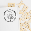 Stempel exlibris z ptaszkiem – odbicie wzoru z imieniem