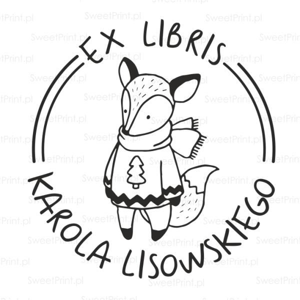 Personalizowany stempel  lisek / pieczątka ex libris z lisem - SweetPrint.pl