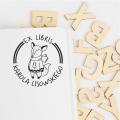 Stempel exlibris z liskiem – odbicie wzoru z imieniem