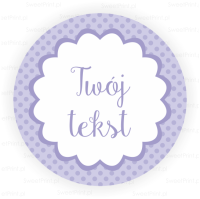 Personalizowane naklejki w kropeczki - LAWENDOWE