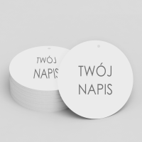 Okrągłe metki / etykiety z napisem (kolorowy nadruk)