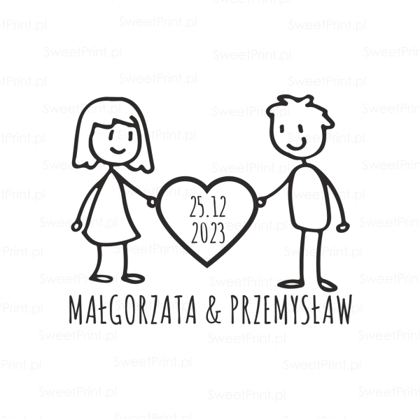 Stempel ślubny z zakochana parą - SweetPrint.pl