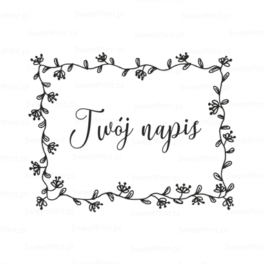 Personalizowany stempel z ozdobną,kwiatową ramką -  SweetPrint.pl