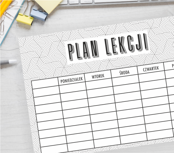 plan lekcji do druku GEOMETRIC - szare odcienie PDF