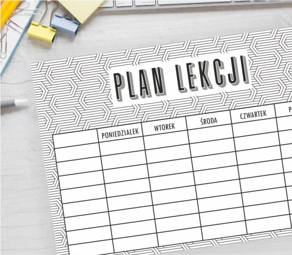 plan lekcji do druku GEOMETRIC - granatowe akcenty PDF