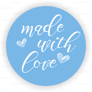 Naklejki MADE WITH LOVE błękitne