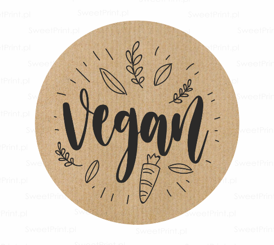 naklejki z napisem vegan - naklejki kraft - SweetPrint.pl