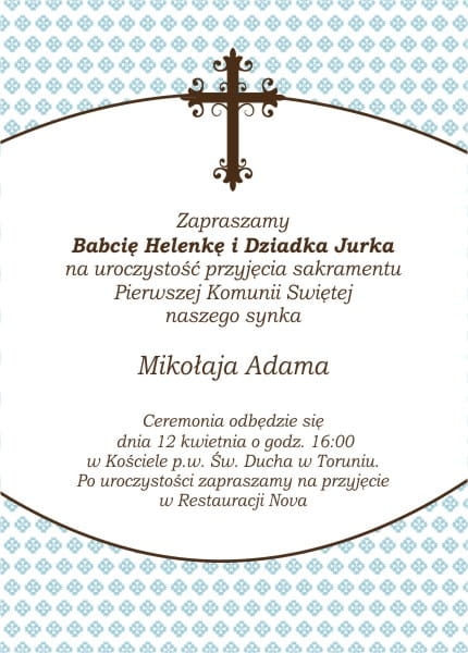 personalizowane zaproszenia na chrzest lub pierwszą komunię - SweetPrint.pl