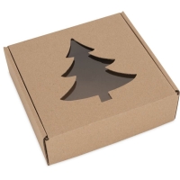 Pudełko z okienkiem w kształcie choinki  25x25x3 cm