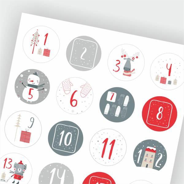naklejki adwentowe w skandynawskim stylu  / kalendarz adwentowy - SweetPrint.pl
