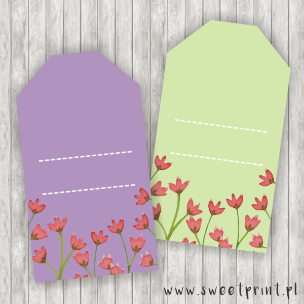 tagi do wydruku / metki, etykiety do drukowania / zawieszki z kwiatami