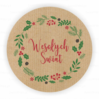 Naklejki ŚWIĄTECZNY WIANEK / papier kraft