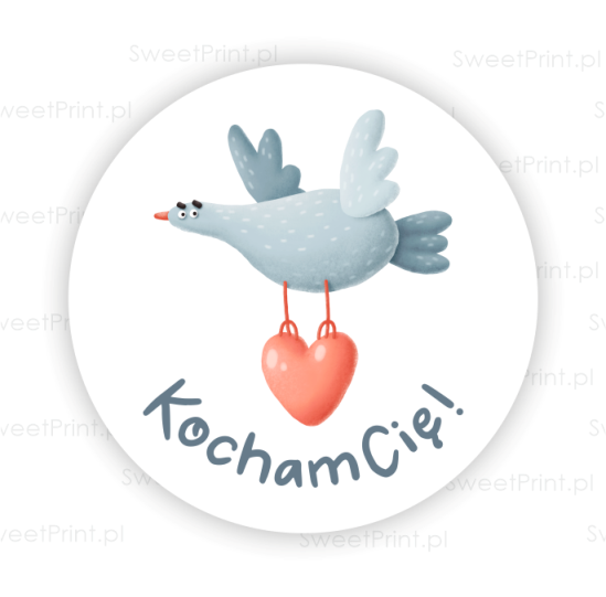 Naklejka walentynkowa z gołąbkiem- SweetPrint.pl