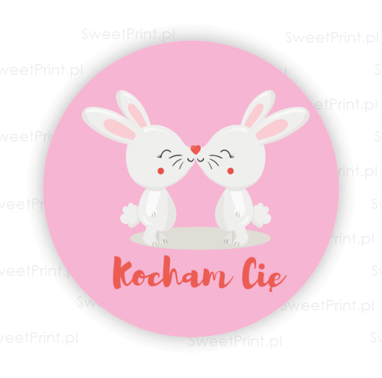 Naklejka walentynkowa z zakochanymi króliczkami - SweetPrint.pl