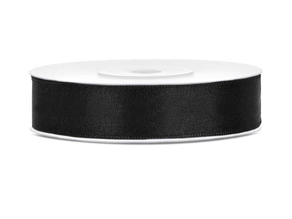 Wstążka satynowa 12 mm - CZARNA - SweetPrint.pl