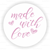Naklejki MADE WITH LOVE biało - różowe