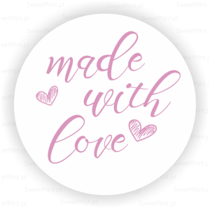 Naklejki MADE WITH LOVE biało - różowe