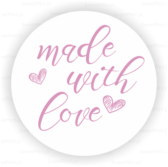 naklejki z różowym napisem made with love