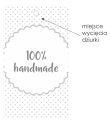 wizytówka etykieta drukowana do oznaczania produktów handmade - miejsce dziurkowania