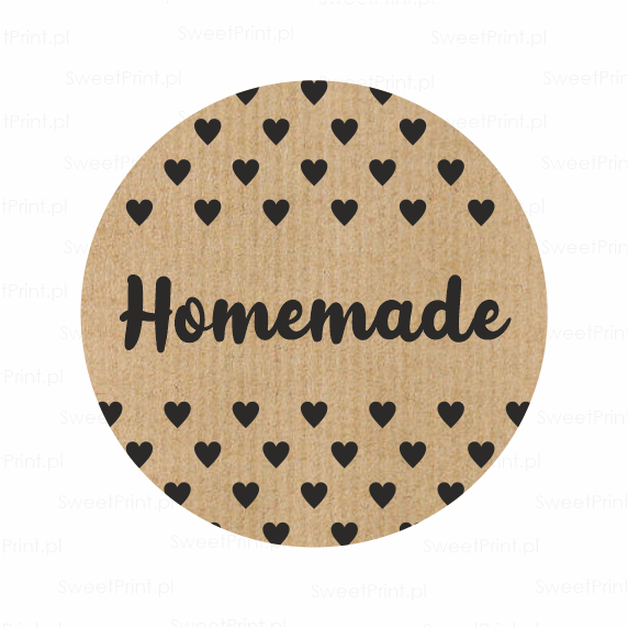 Naklejki kraft z serduszkami - HOMEMADE - SweetPrint.pl